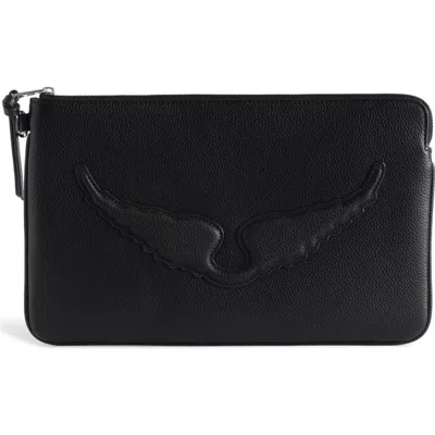 Zadig & Voltaire Angel Leather Clutch In Black