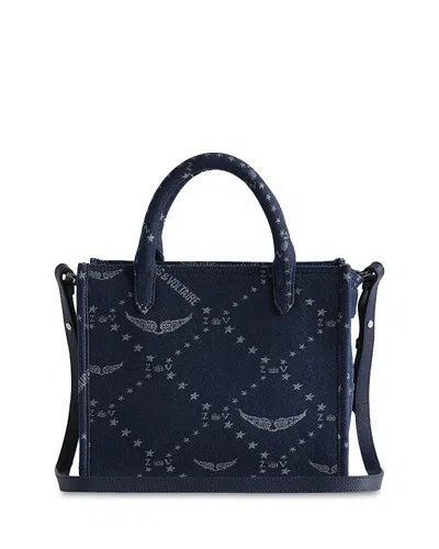 Zadig & Voltaire Angel Mini Zv Monogram Denim Tote In Blue