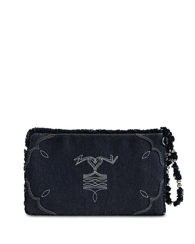 Zadig & Voltaire Angel Western Denim Pochette In Blue
