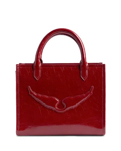 Zadig & Voltaire Angel Xs Crinkled Patent Leather Tote In Red