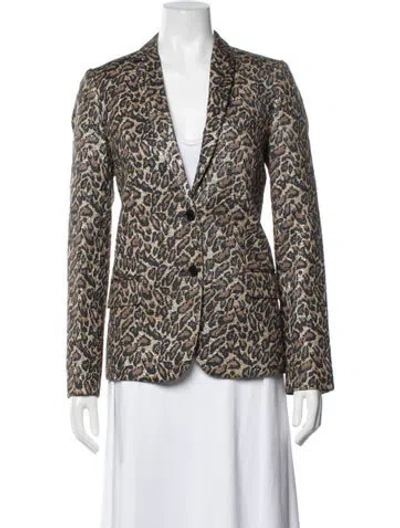 Pre-owned Zadig & Voltaire Animal Print Blazer In Brown
