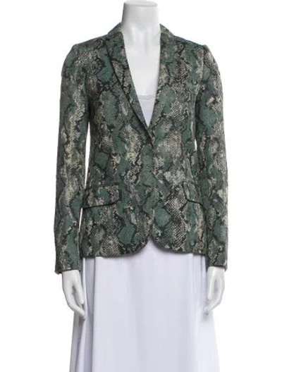 Pre-owned Zadig & Voltaire Animal Print Blazer In Green