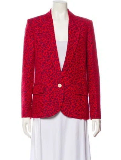Pre-owned Zadig & Voltaire Animal Print Blazer In Red