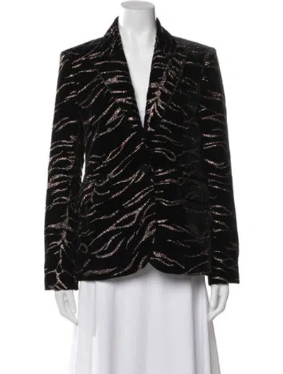 Pre-owned Zadig & Voltaire Animal Print Blazer W/ Tags In Black