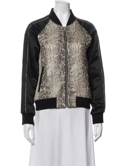 Pre-owned Zadig & Voltaire Animal Print Bomber Jacket In Multi