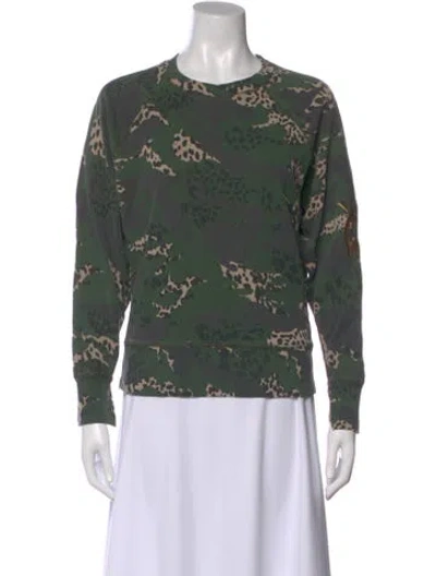 Pre-owned Zadig & Voltaire Animal Print Crew Neck Sweater In Green