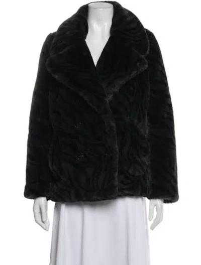 Pre-owned Zadig & Voltaire Animal Print Faux Fur Jacket In Black