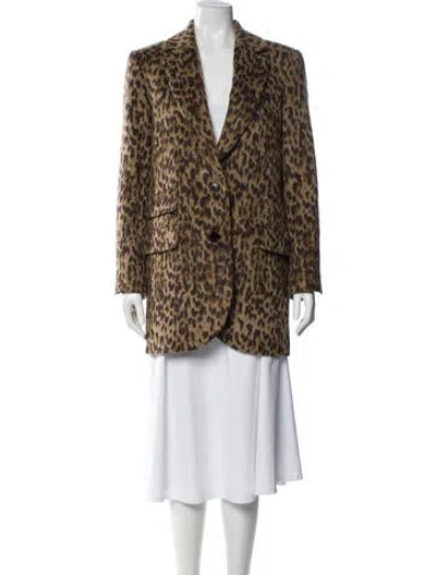 Pre-owned Zadig & Voltaire Animal Print Faux Fur Jacket In Brown