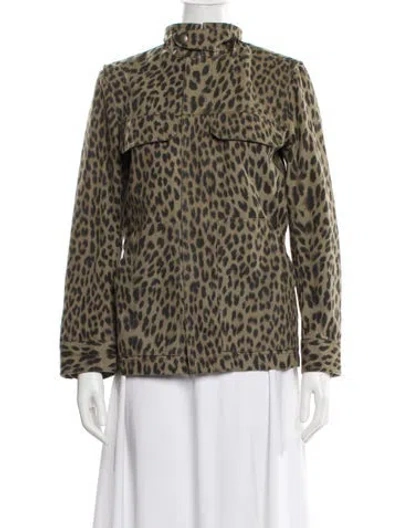 Pre-owned Zadig & Voltaire Animal Print Faux Fur Jacket In Green