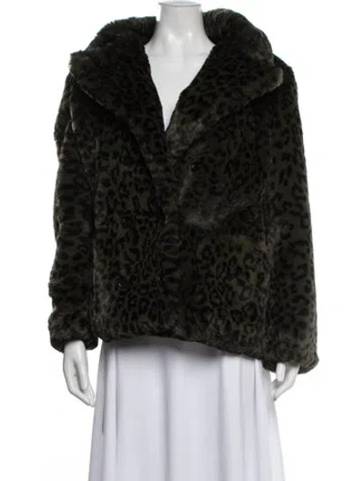 Pre-owned Zadig & Voltaire Animal Print Faux Fur Jacket In Green