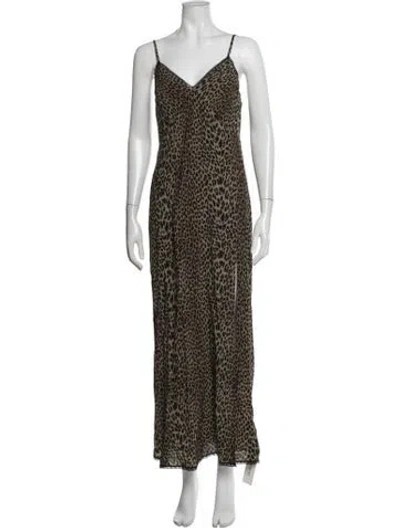 Pre-owned Zadig & Voltaire Animal Print Long Dress In Brown