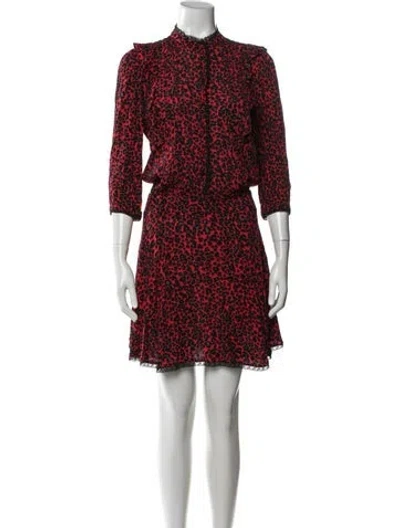 Pre-owned Zadig & Voltaire Animal Print Midi Length Dress In Black/red