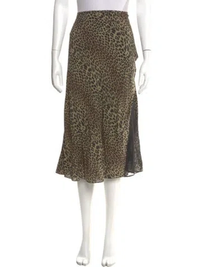 Pre-owned Zadig & Voltaire Animal Print Midi Length Skirt In Green