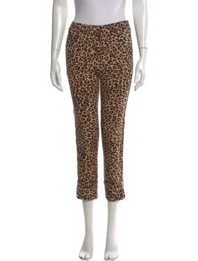 Pre-owned Zadig & Voltaire Animal Print Straight Leg Pants In Brown