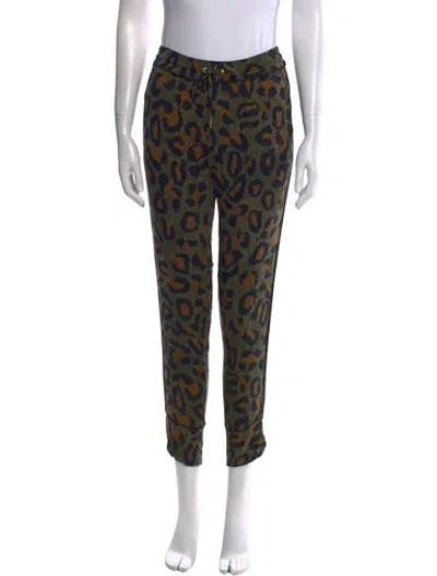Pre-owned Zadig & Voltaire Animal Print Straight Leg Pants In Green