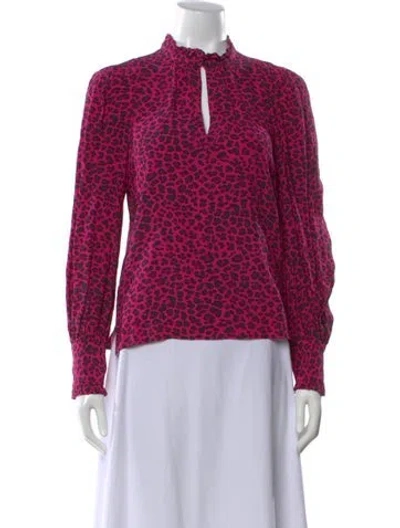 Pre-owned Zadig & Voltaire Animal Print Tie Neck Blouse In Multi