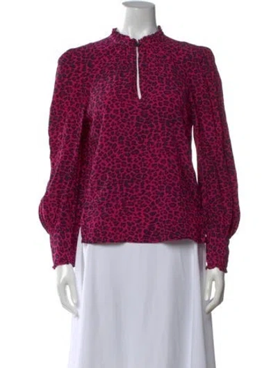 Pre-owned Zadig & Voltaire Animal Print Tie Neck Blouse In Multi