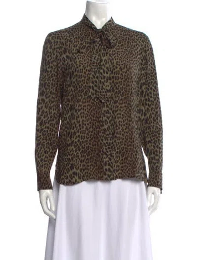Pre-owned Zadig & Voltaire Animal Print Tie Neck Blouse In Multicolor