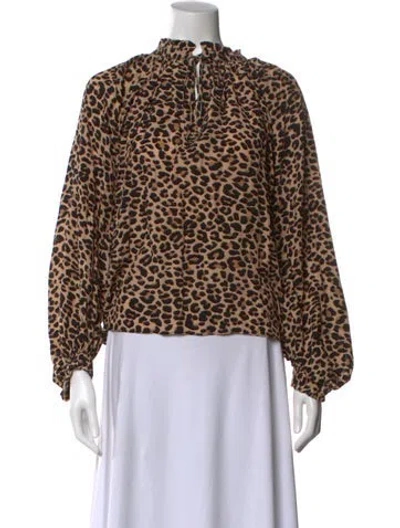 Pre-owned Zadig & Voltaire Animal Print Tie Neck Blouse In Neutral