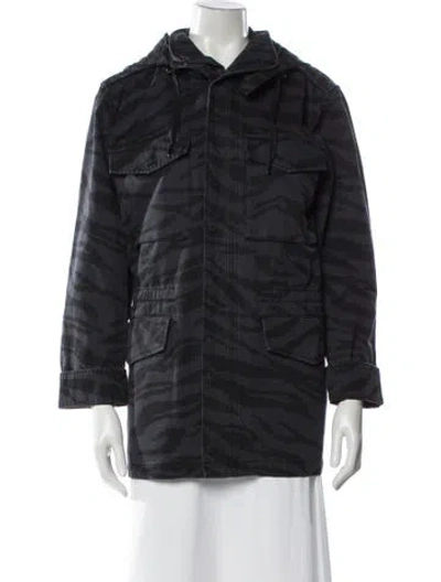 Pre-owned Zadig & Voltaire Animal Print Utility Jacket In Gray