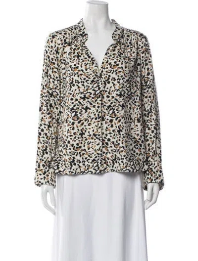 Pre-owned Zadig & Voltaire Animal Print V-neck Blouse In Blue