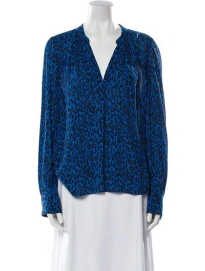 Pre-owned Zadig & Voltaire Animal Print V-neck Blouse In Multi