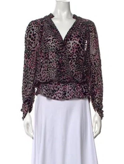 Pre-owned Zadig & Voltaire Animal Print V-neck Blouse In Multicolor