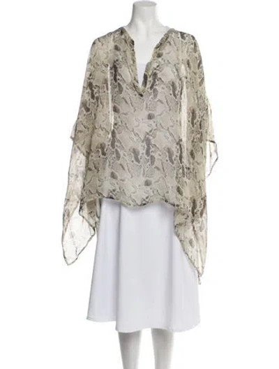 Pre-owned Zadig & Voltaire Animal Print V-neck Blouse In Neutral