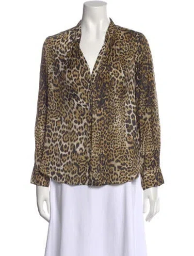 Pre-owned Zadig & Voltaire Animal Print V-neck Blouse In Neutral