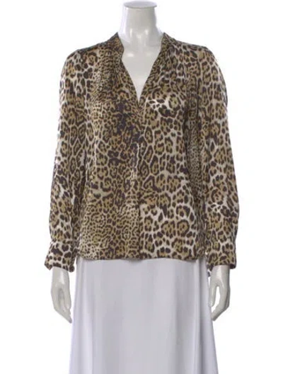 Pre-owned Zadig & Voltaire Animal Print V-neck Blouse In Neutral