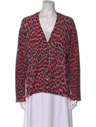 Pre-owned Zadig & Voltaire Animal Print V-neck Sweater In Pink
