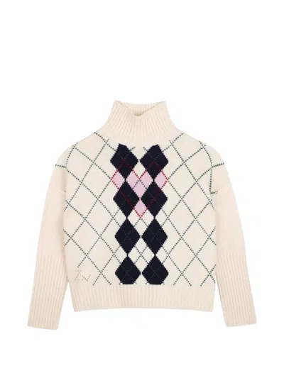 Zadig & Voltaire Kids' Argyle-knit High-neck Sweater In Multi