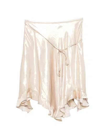 Zadig & Voltaire Asymmetric Ruffled Midi Skirt In Neutral