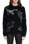Zadig & Voltaire Baba Embroidered Detail Merino Wool Sweater In Blue