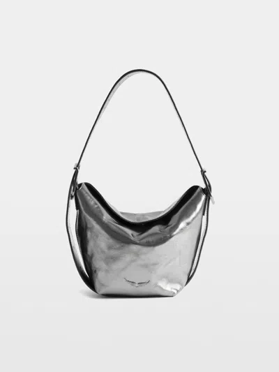 Zadig & Voltaire Baby Jane Metallic Leather Bag In Gray