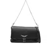 Zadig & Voltaire Womens Noir Rock Eternal Wing-embellished Suede Clutch In Black