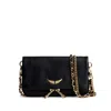 Zadig & Voltaire Womens Black Gold Rocky Ii Wing-embellished Leather Cross-body Bag