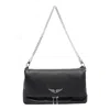 Zadig & Voltaire Wings-logo Chain-strap Shoulder Bag In Black