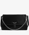 Zadig & Voltaire Womens Noir Silver Rocky Swing Your Wings Leather Clutch Bag In Black