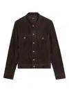 Zadig & Voltaire Bases Button-fastening Suede Jacket In Black