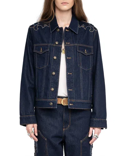 Zadig & Voltaire Bases Denim Jacket In Blue