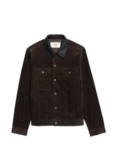 Zadig & Voltaire Bases Velvet Jacket In Brown