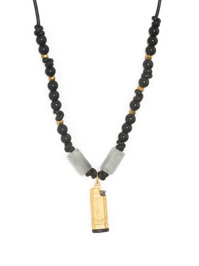 Zadig & Voltaire Beaded Rectangle-pendant Necklace In Black