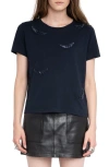Zadig & Voltaire Beaded Wings Cotton T-shirt In Black
