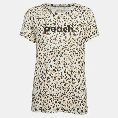 Pre-owned Zadig & Voltaire Beige Leopard Print Linen Jersey Oversized T-shirt L