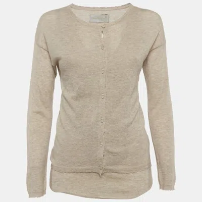 Pre-owned Zadig & Voltaire Beige Rhinestone Embellished Wool Knit Tank Top And Sweater Set Xs In Sand