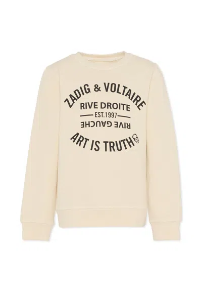 Zadig & Voltaire Beige Sweatshirt For Kids With Logo In Nude