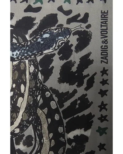 Zadig & Voltaire Billie Snakes Square Scarf In Gray