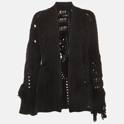 Pre-owned Zadig & Voltaire Black Cable Knit Wool Dalia Cardigan L