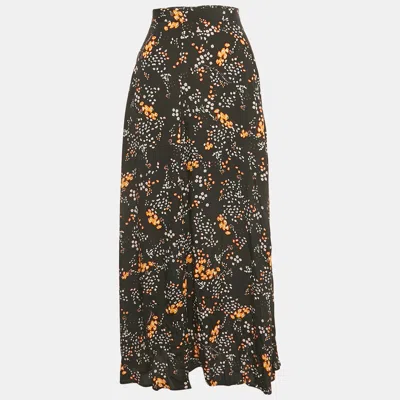 Pre-owned Zadig & Voltaire Black Crepe Judith Spark Flowers Midi Skirt S